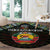 Mozambique Roots Round Carpet African Map in Fingerprint and Tribal Colors