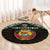 Mozambique Roots Round Carpet African Map in Fingerprint and Tribal Colors