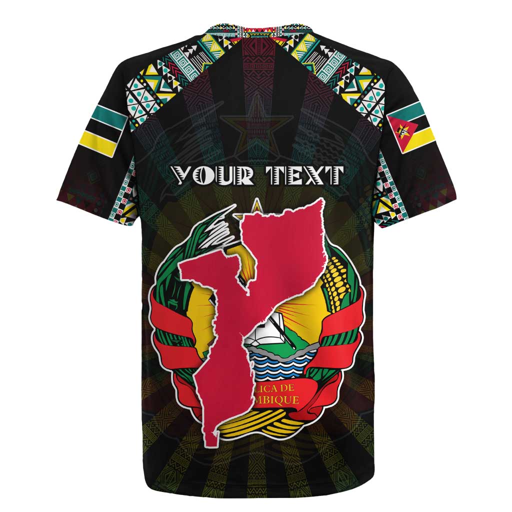 Personalized Mozambique Roots Rugby Jersey African Map in Fingerprint and Tribal Colors