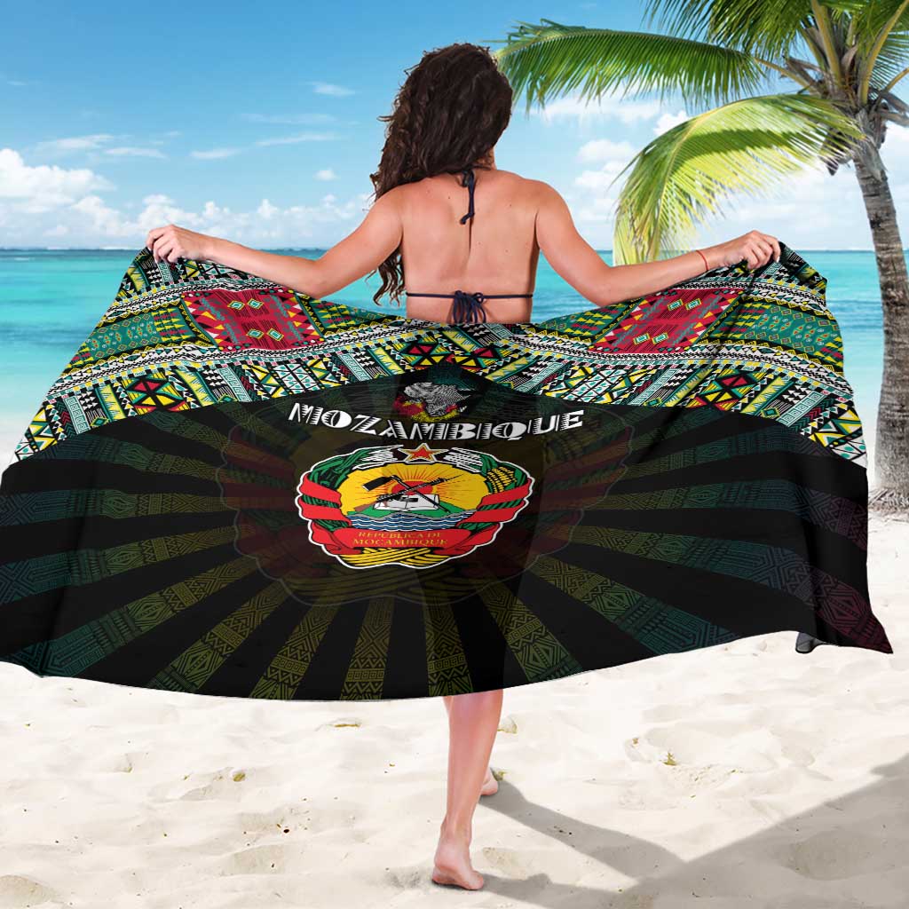 Mozambique Roots Sarong African Map in Fingerprint and Tribal Colors