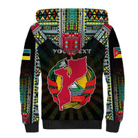 Personalized Mozambique Roots Sherpa Hoodie African Map in Fingerprint and Tribal Colors