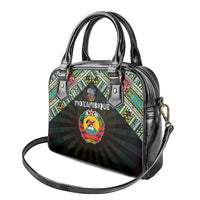 Mozambique Roots Shoulder Handbag African Map in Fingerprint and Tribal Colors