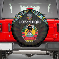 Mozambique Roots Spare Tire Cover African Map in Fingerprint and Tribal Colors