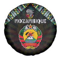 Mozambique Roots Spare Tire Cover African Map in Fingerprint and Tribal Colors