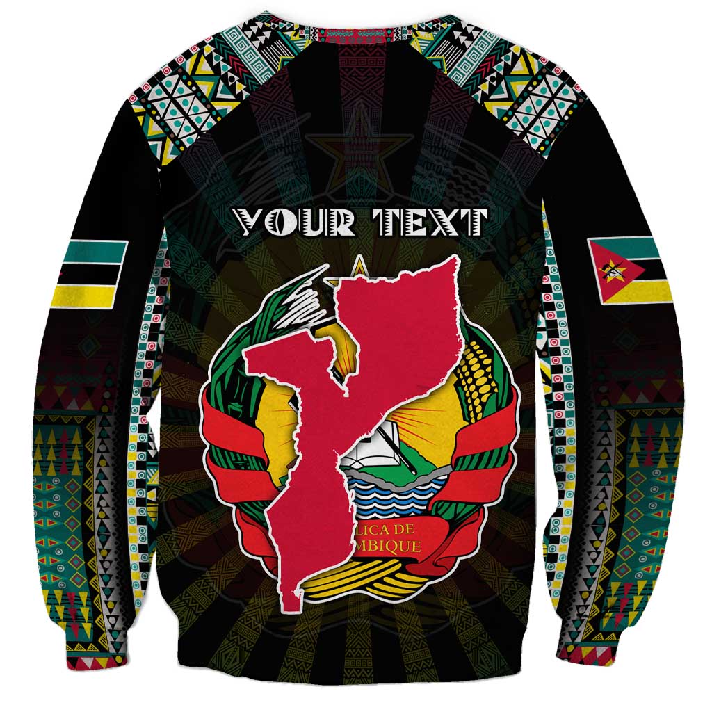 Personalized Mozambique Roots Sweatshirt African Map in Fingerprint and Tribal Colors