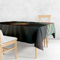 Mozambique Roots Tablecloth African Map in Fingerprint and Tribal Colors