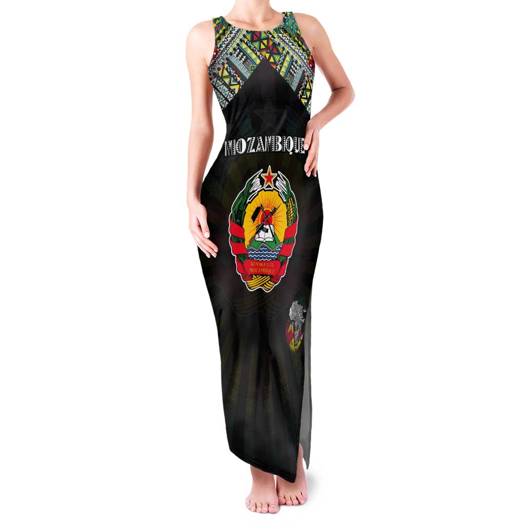 Personalized Mozambique Roots Tank Maxi Dress African Map in Fingerprint and Tribal Colors