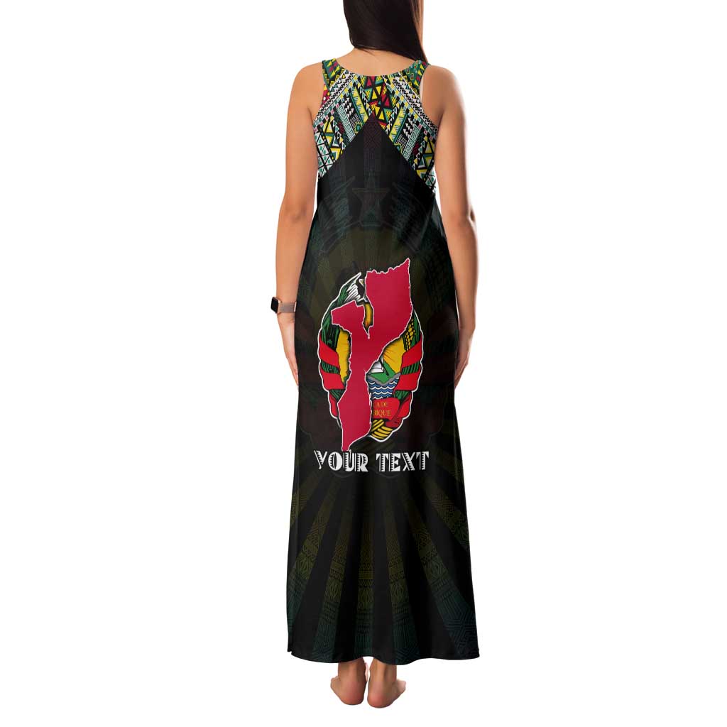 Personalized Mozambique Roots Tank Maxi Dress African Map in Fingerprint and Tribal Colors
