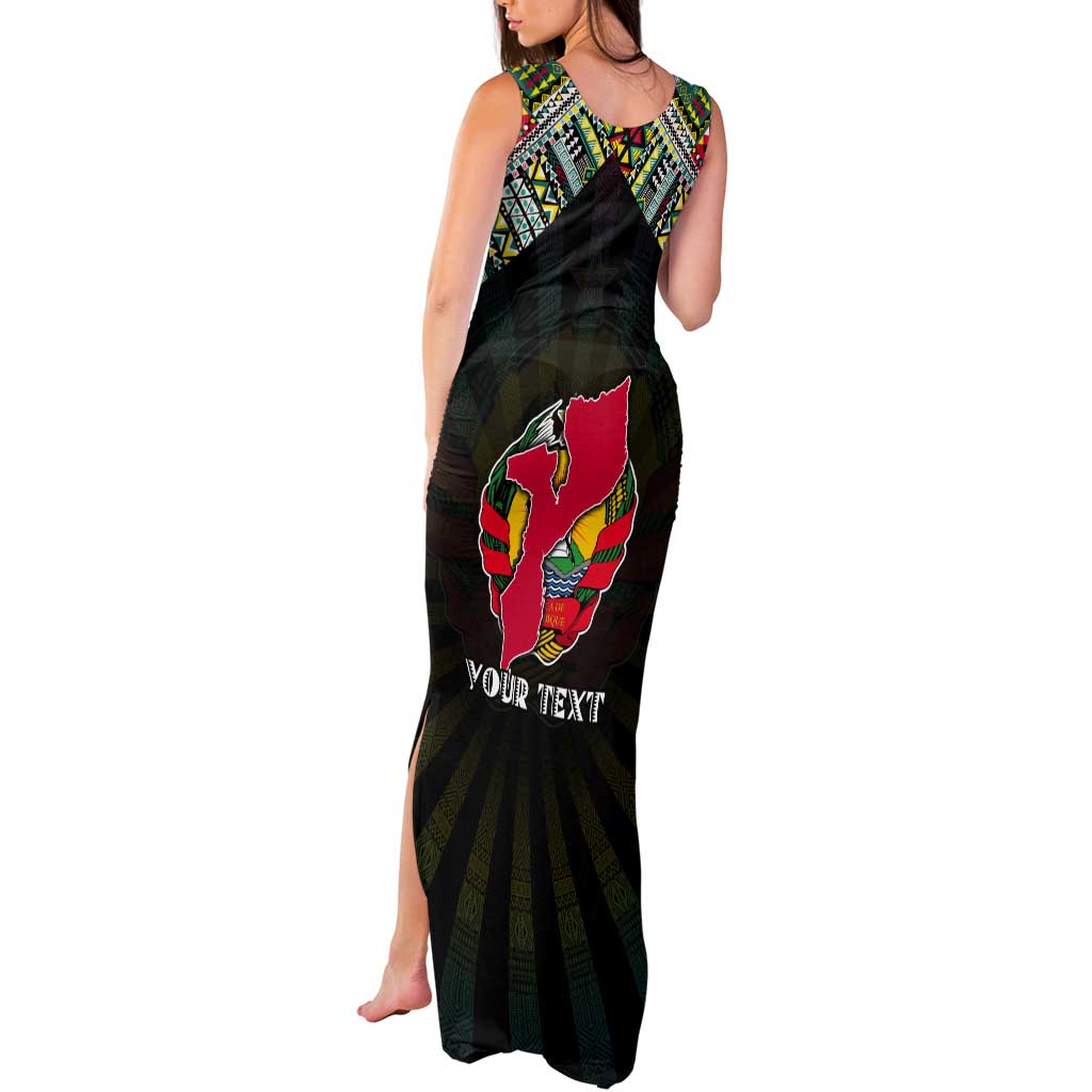 Personalized Mozambique Roots Tank Maxi Dress African Map in Fingerprint and Tribal Colors