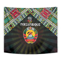 Mozambique Roots Tapestry African Map in Fingerprint and Tribal Colors
