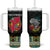 Mozambique Roots Tumbler With Handle African Map in Fingerprint and Tribal Colors