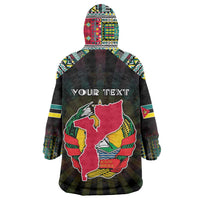 Personalized Mozambique Roots Wearable Blanket Hoodie African Map in Fingerprint and Tribal Colors