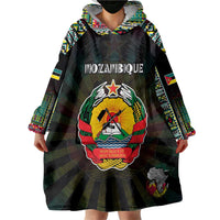 Personalized Mozambique Roots Wearable Blanket Hoodie African Map in Fingerprint and Tribal Colors