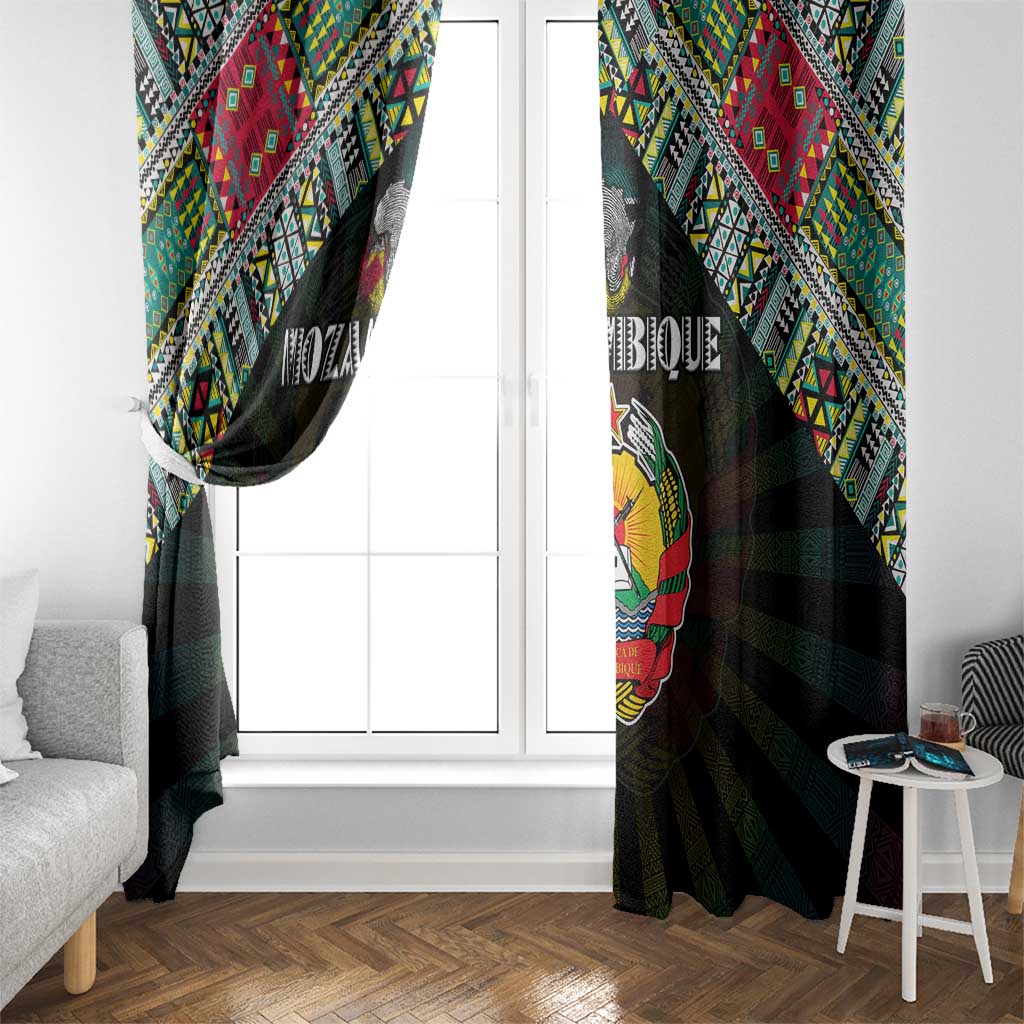 Mozambique Roots Window Curtain African Map in Fingerprint and Tribal Colors