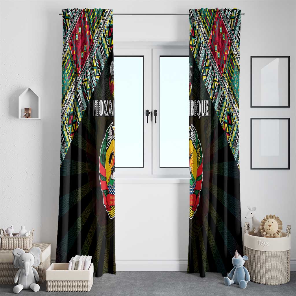 Mozambique Roots Window Curtain African Map in Fingerprint and Tribal Colors