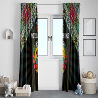 Mozambique Roots Window Curtain African Map in Fingerprint and Tribal Colors
