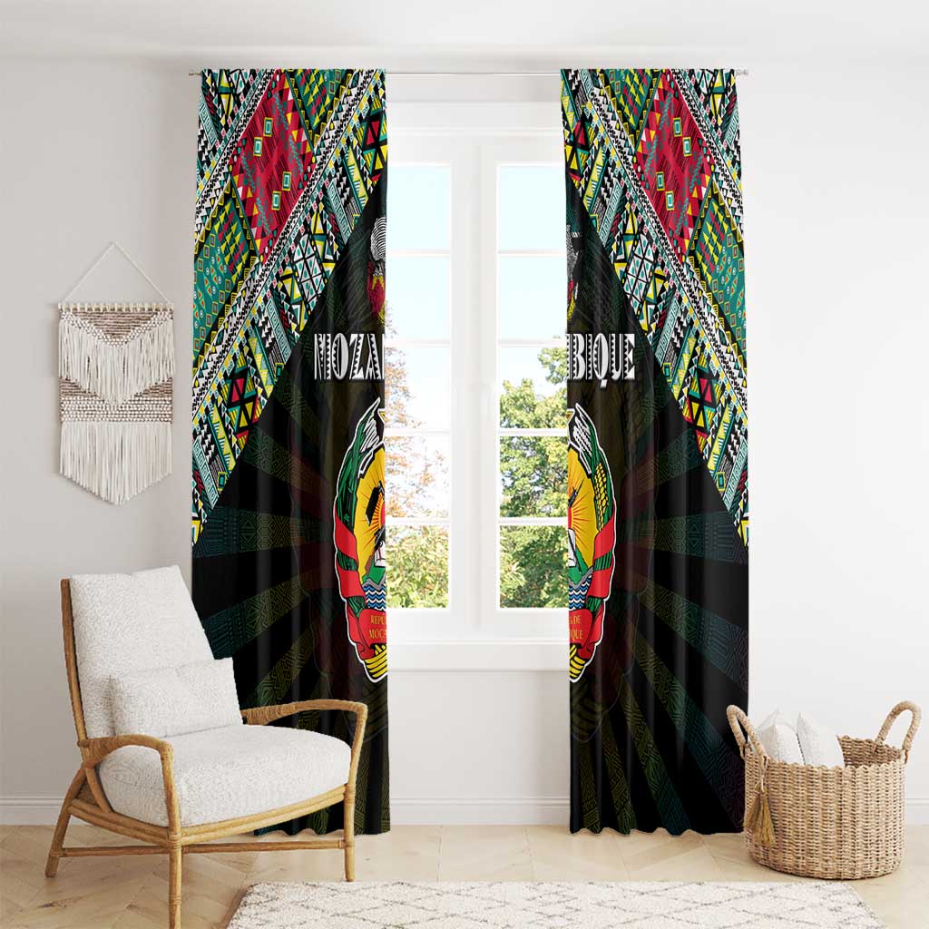 Mozambique Roots Window Curtain African Map in Fingerprint and Tribal Colors