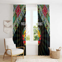 Mozambique Roots Window Curtain African Map in Fingerprint and Tribal Colors