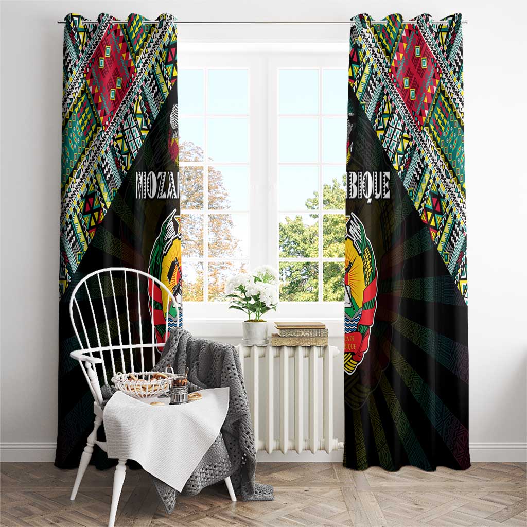Mozambique Roots Window Curtain African Map in Fingerprint and Tribal Colors
