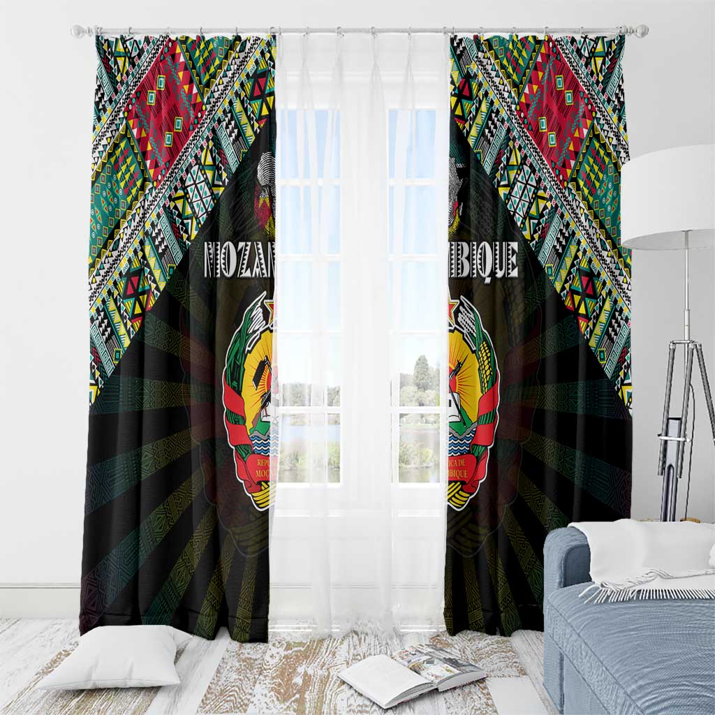 Mozambique Roots Window Curtain African Map in Fingerprint and Tribal Colors
