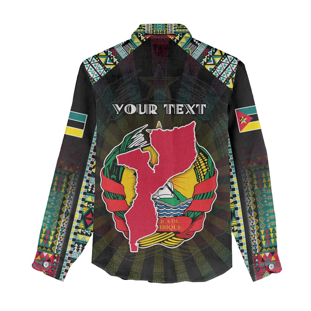 Personalized Mozambique Roots Women Casual Shirt African Map in Fingerprint and Tribal Colors