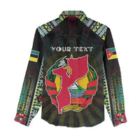 Personalized Mozambique Roots Women Casual Shirt African Map in Fingerprint and Tribal Colors