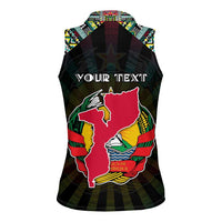 Personalized Mozambique Roots Women Sleeveless Polo Shirt African Map in Fingerprint and Tribal Colors