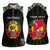 Personalized Mozambique Roots Women Sleeveless Polo Shirt African Map in Fingerprint and Tribal Colors