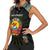 Personalized Mozambique Roots Women Sleeveless Polo Shirt African Map in Fingerprint and Tribal Colors