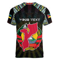 Personalized Mozambique Roots Women V-Neck T-Shirt African Map in Fingerprint and Tribal Colors