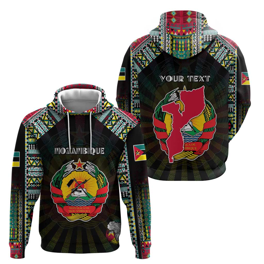 Personalized Mozambique Roots Zip Hoodie African Map in Fingerprint and Tribal Colors