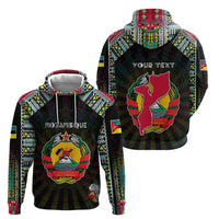 Personalized Mozambique Roots Zip Hoodie African Map in Fingerprint and Tribal Colors