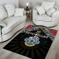 Seychelles Roots Area Rug African Map in Fingerprint and Tribal Colors