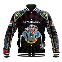 Personalized Seychelles Roots Baseball Jacket African Map in Fingerprint and Tribal Colors