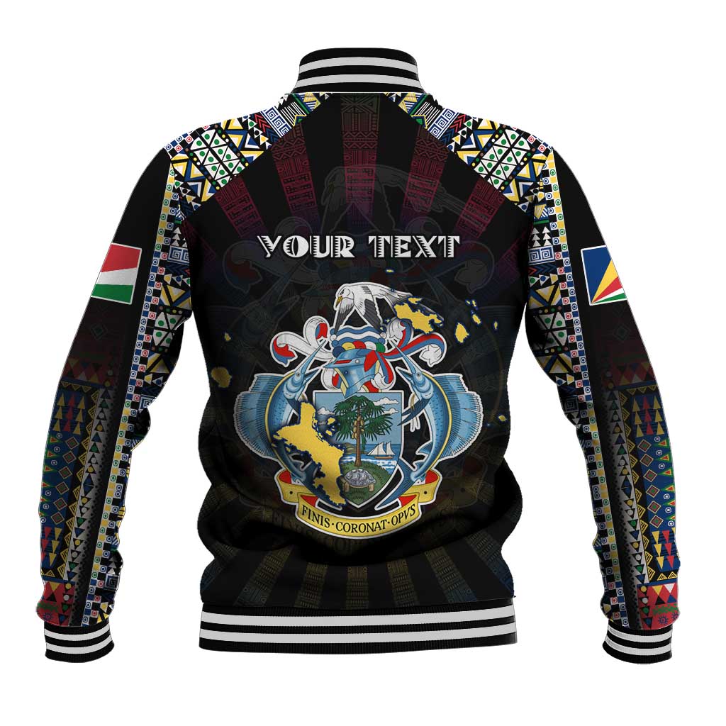 Personalized Seychelles Roots Baseball Jacket African Map in Fingerprint and Tribal Colors