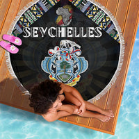 Seychelles Roots Beach Blanket African Map in Fingerprint and Tribal Colors