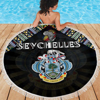 Seychelles Roots Beach Blanket African Map in Fingerprint and Tribal Colors