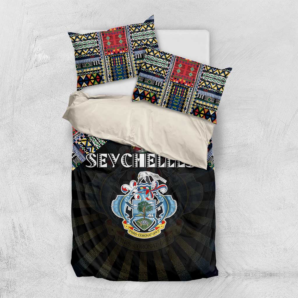Seychelles Roots Bedding Set African Map in Fingerprint and Tribal Colors