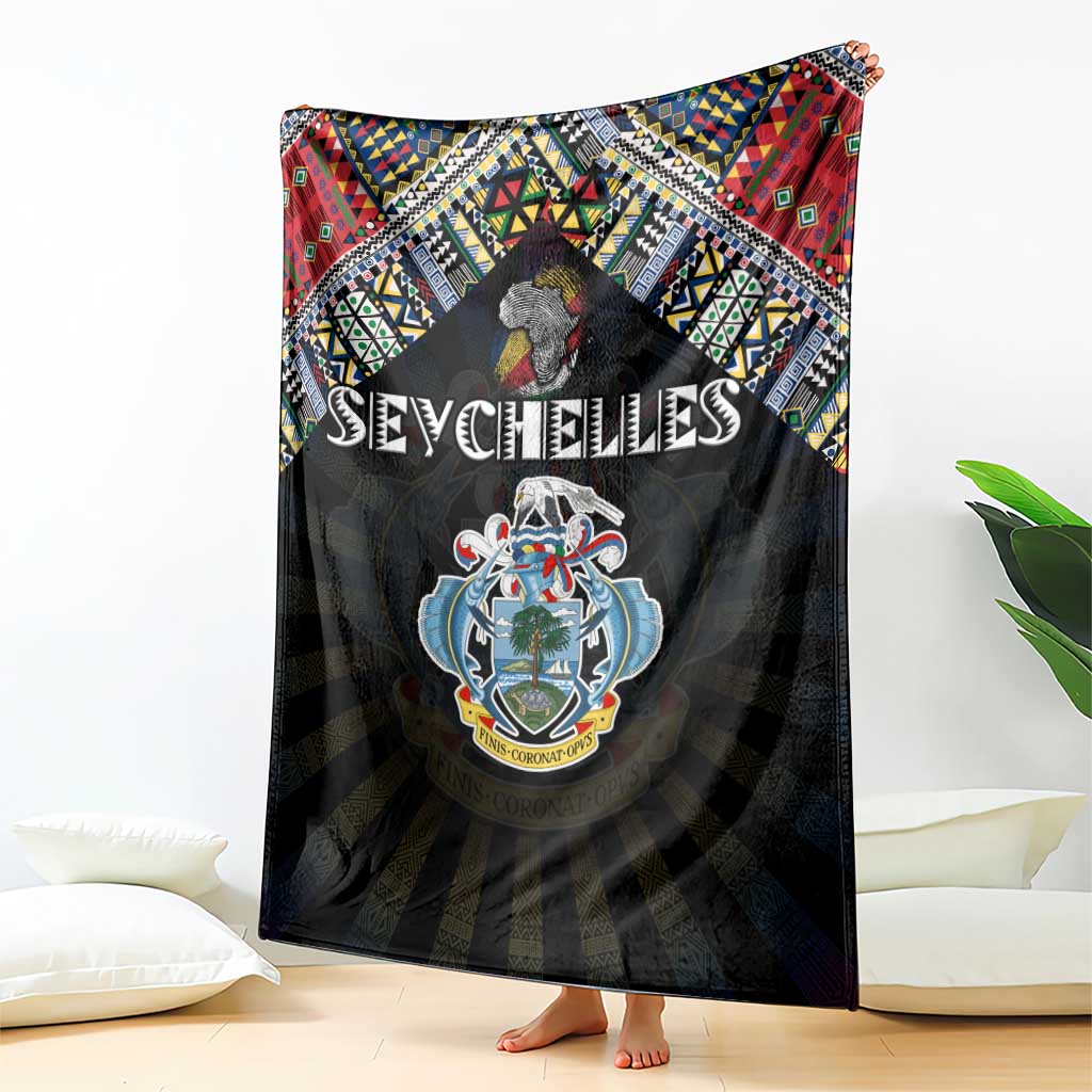 Seychelles Roots Blanket African Map in Fingerprint and Tribal Colors