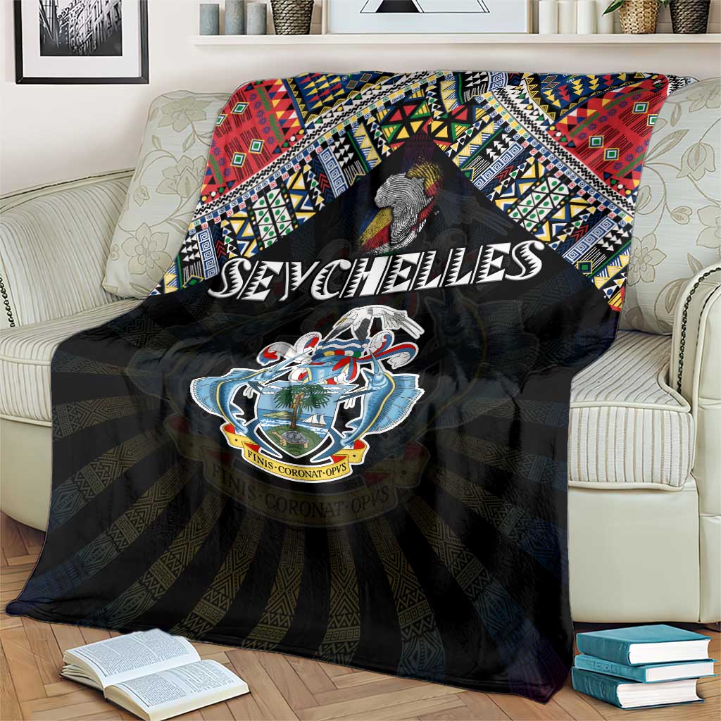 Seychelles Roots Blanket African Map in Fingerprint and Tribal Colors