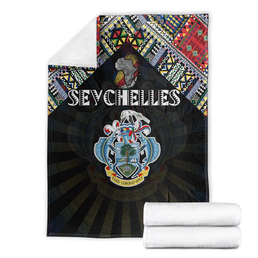 Seychelles Roots Blanket African Map in Fingerprint and Tribal Colors