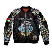 Personalized Seychelles Roots Bomber Jacket African Map in Fingerprint and Tribal Colors