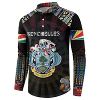 Personalized Seychelles Roots Button Sweatshirt African Map in Fingerprint and Tribal Colors