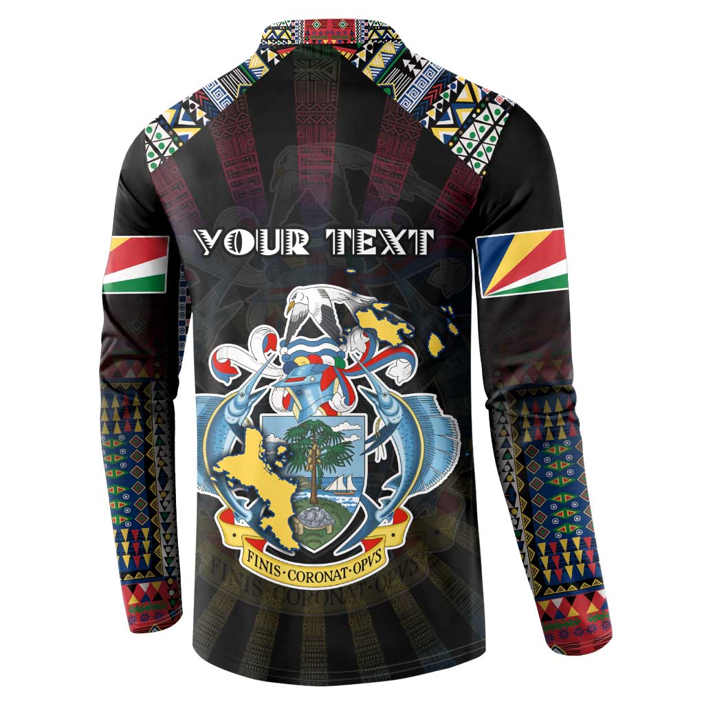 Personalized Seychelles Roots Button Sweatshirt African Map in Fingerprint and Tribal Colors