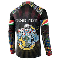 Personalized Seychelles Roots Button Sweatshirt African Map in Fingerprint and Tribal Colors