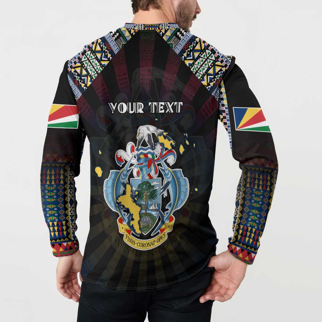 Personalized Seychelles Roots Button Sweatshirt African Map in Fingerprint and Tribal Colors