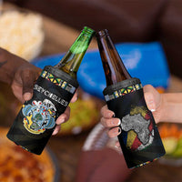 Seychelles Roots 4 in 1 Can Cooler Tumbler African Map in Fingerprint and Tribal Colors
