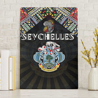 Seychelles Roots Canvas Wall Art African Map in Fingerprint and Tribal Colors