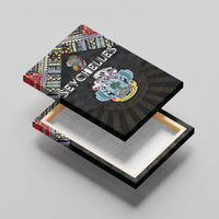 Seychelles Roots Canvas Wall Art African Map in Fingerprint and Tribal Colors