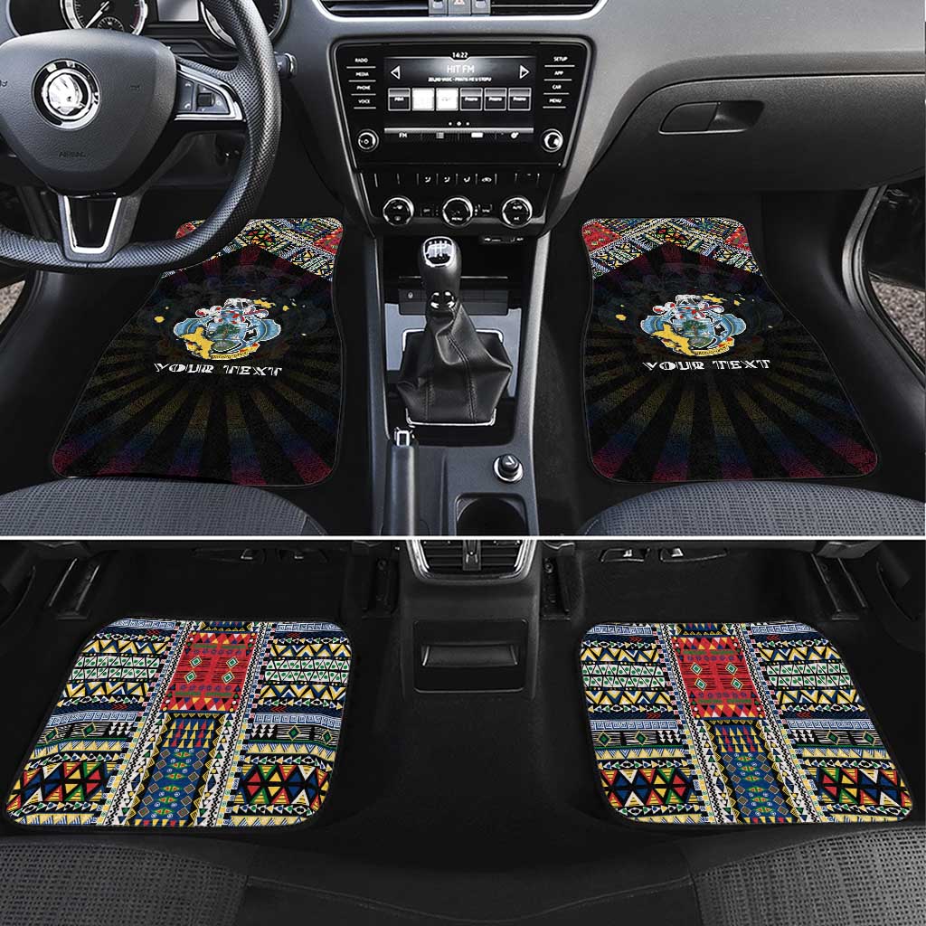 Seychelles Roots Car Mats African Map in Fingerprint and Tribal Colors